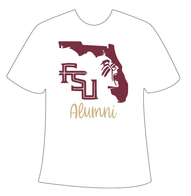 FSU Alumni - State of Florida Seminole Head - Adult T-Shirt