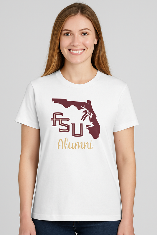 FSU Alumni - State of Florida Seminole Head - Adult T-Shirt
